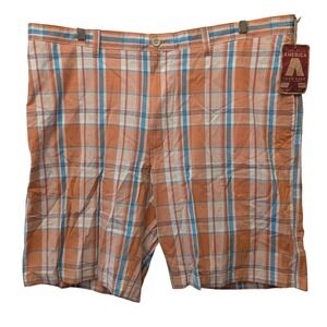 Perry Ellis America Mens Apricot Orange Plaid Cotton Shorts EFSH0037 42W NEW